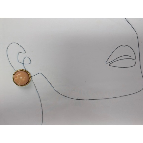 Simon Chang Vintage Earrings Peach Lucite Statement Clip On Button - Picture 5 of 7